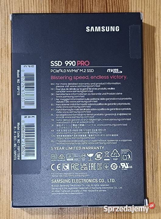 Nowy Dysk SSD SAMSUNG 990 Pro PCle 40 NVMe M2 do laptopa Ząbkowice Śląskie