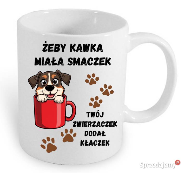 Kubek fana kotów psów z napisem Żeby kawka miała Kraków