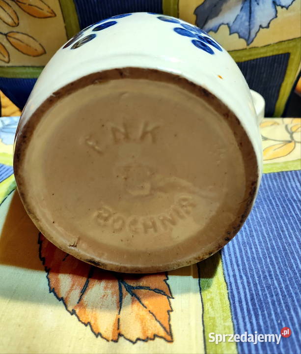 Malowany kamionkowy dzbanek z Bochni PRL