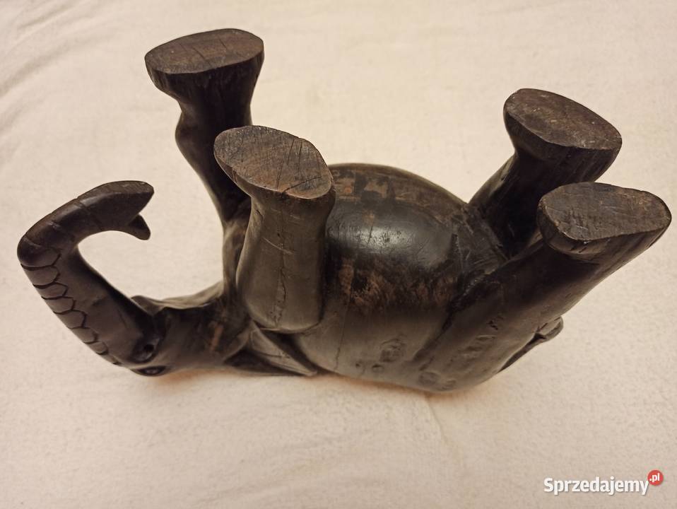 Rzeźba słoń z litego drewna rękodzieło rarytas