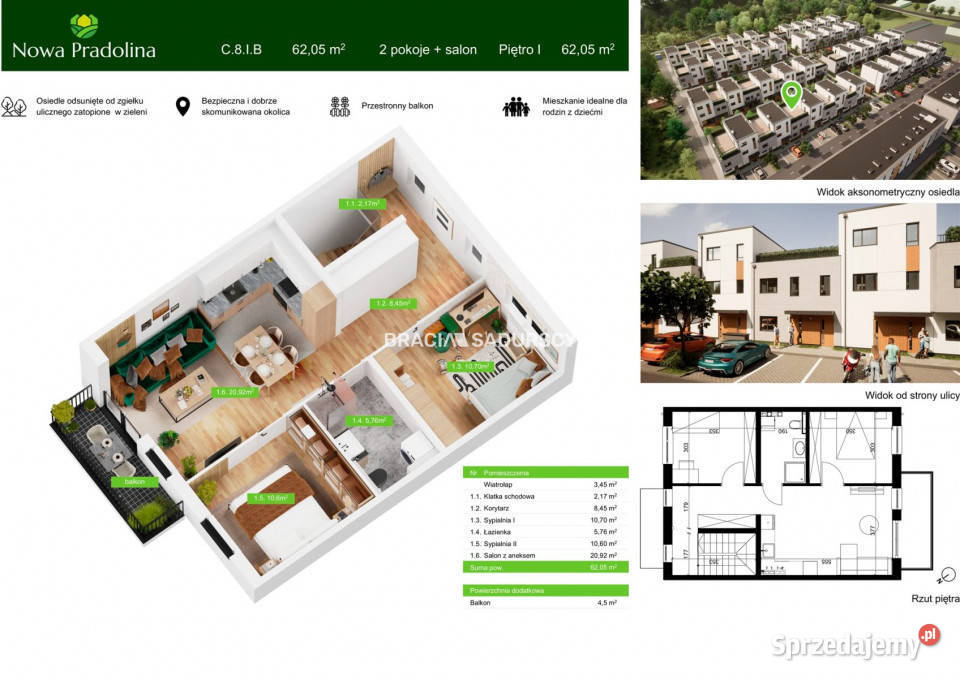 Mieszkanie 6205 metrów 3 pokojowe Tarnów apartamentowiec Sprzedaż