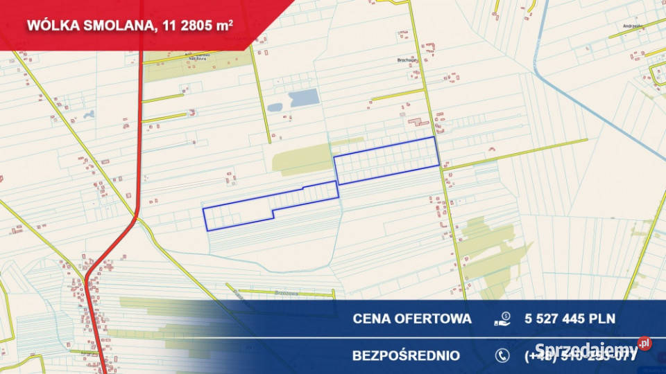 Działki inwestycyjne 1128 ha pod osiedle Gmina mazowieckie Wólka Smolana