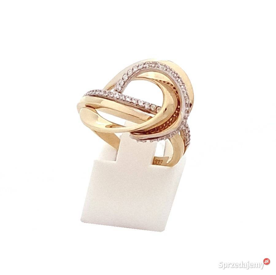 Pierścionek r14 Złoty pr333 Modern z kamieniami wielkopolskie Poznań