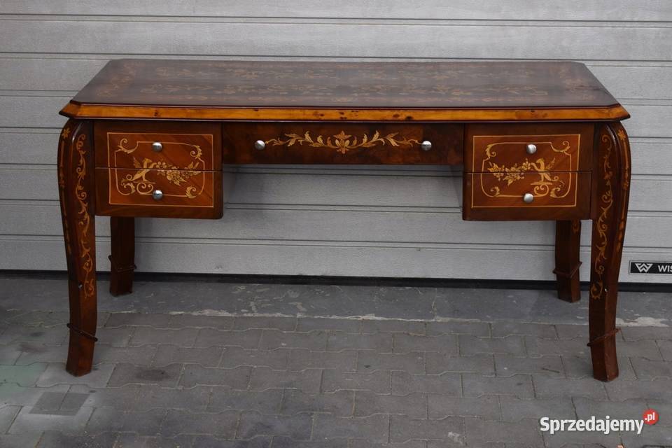 Drewniane Biurko Art Deco Stół Gabinet Salon Kraków
