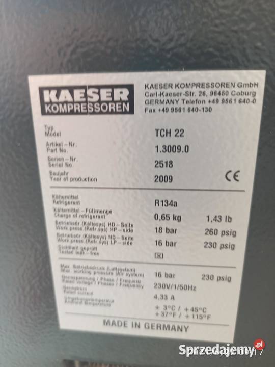 osuszacz do sprężonego powietrza kaeser TCH 22 lubuskie Kłodawa