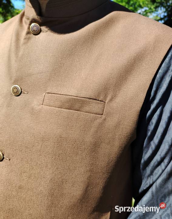 Kamizelka męska Nehru jacket L ciepły brąz zachodniopomorskie Szczecin sprzedam