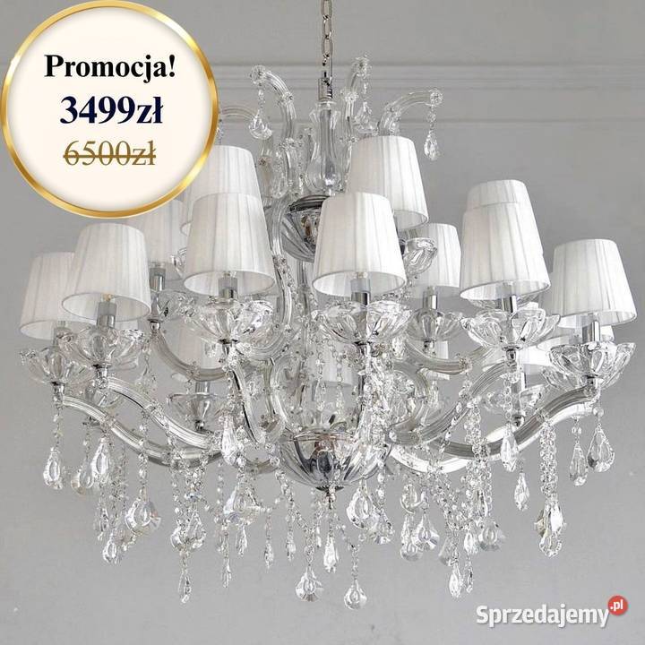 Żyrandol glamour srebrna lampa wisząca z mazowieckie Warszawa