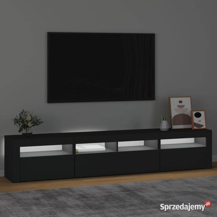 Szafka pod TV z oświetleniem LED czarna Dom i Ogród Warszawa sprzedam