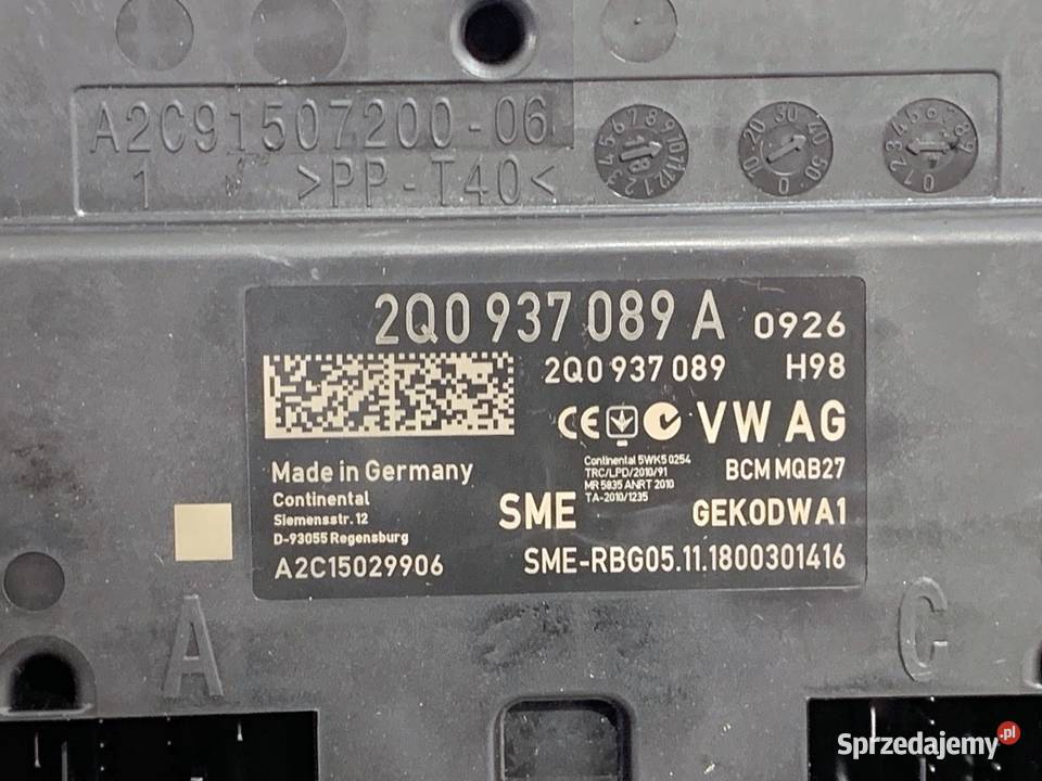 MODUŁ KOMFORTU SKODA RAPID 2Q0937089A Hatchback Zestawy naprawcze podkarpackie sprzedam