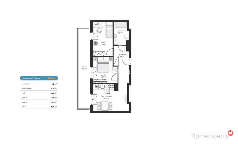 Mieszkanie 4826m2 3 pok Kraków Noblistów