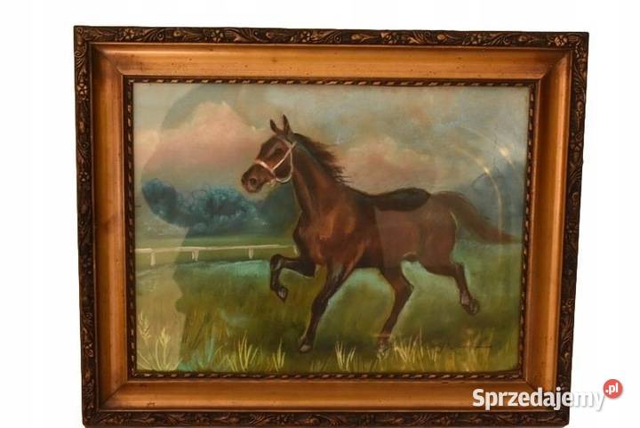 Jerzy Kossak Galopujący Koń Arabski Obraz Pastel