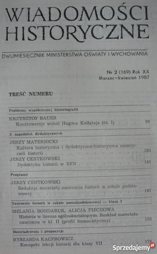 WIADOMOŚCI HISTORYCZNE 2 MARZECKWIECIEŃ 169 XX Rok wydania 1987 Grudziądz