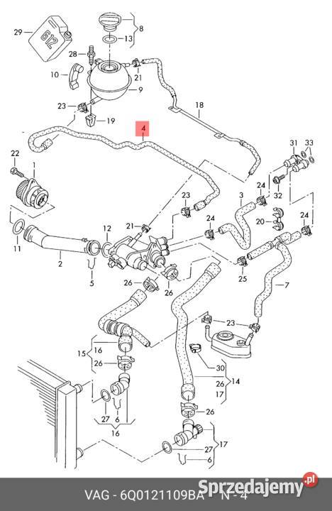 VW AUDI SKODA SEAT 6Q0121109BA RURA PRZEWÓD WĄŻ osobowe lubelskie Kamień-Kolonia