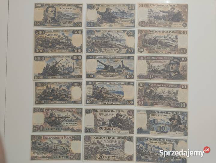 zestaw 9 sztuk banknotów kolekcjonerskich z Białystok