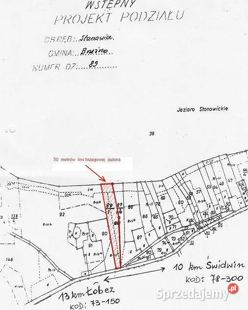 Działka budowlana jeziorem Słonowice możliwość sprzedam