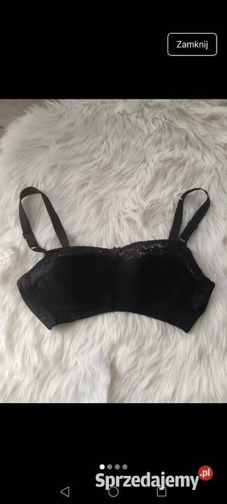 Biustonosz damski czarny koronka kwiaty 80C Bardotka