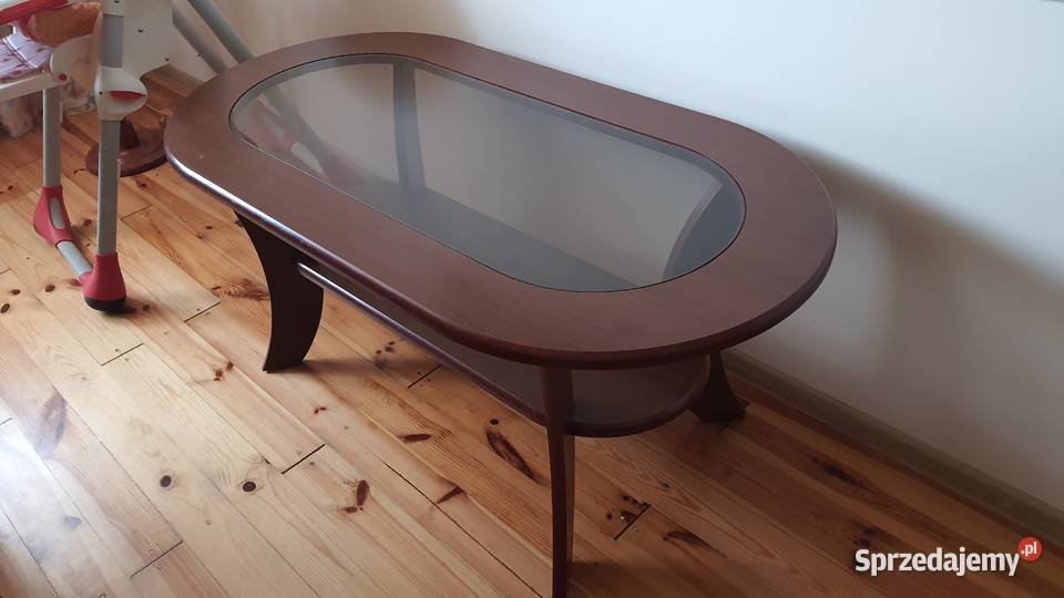 Ława stolik kawowy z szybą i półką zadbany Lublin