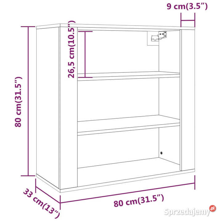 Szafka ścienna czarna 80x33x80 materiał Warszawa