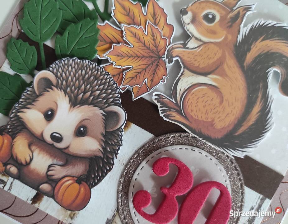 Kartka urodzinowa jesienna ręcznie robiona z łódzkie Łódź