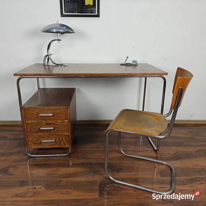 BIURKO Lewe Chrom Dąb ciemny brąz Bauhaus Art Radom