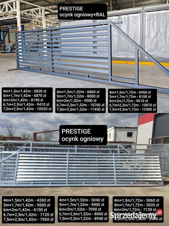 Nowość Brama przesuwna z panelem aluminiowym 4m ocynk łódzkie Pabianice