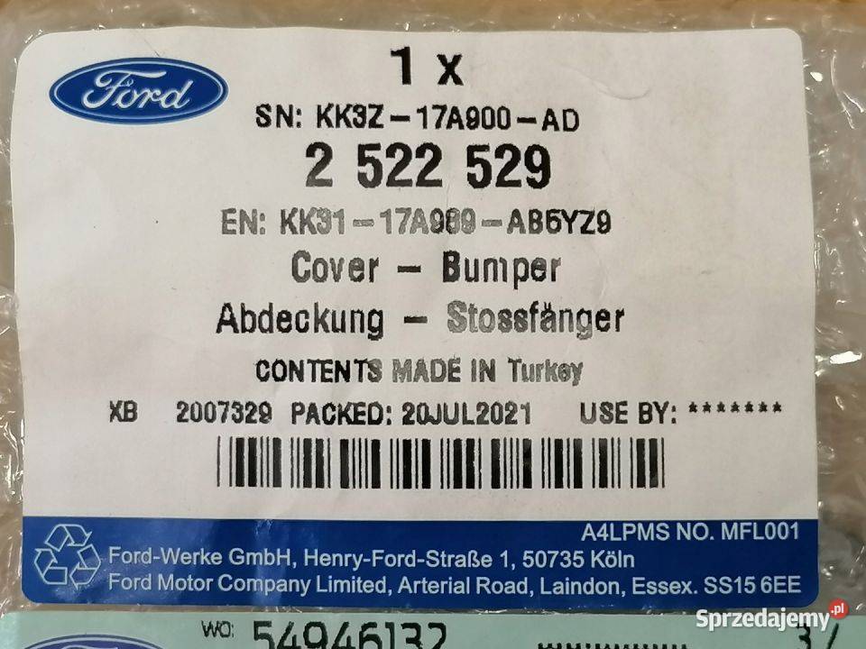 FORD TRANSIT 19 ZAŚLEPKA HAKA ZDERZAK PRZÓD