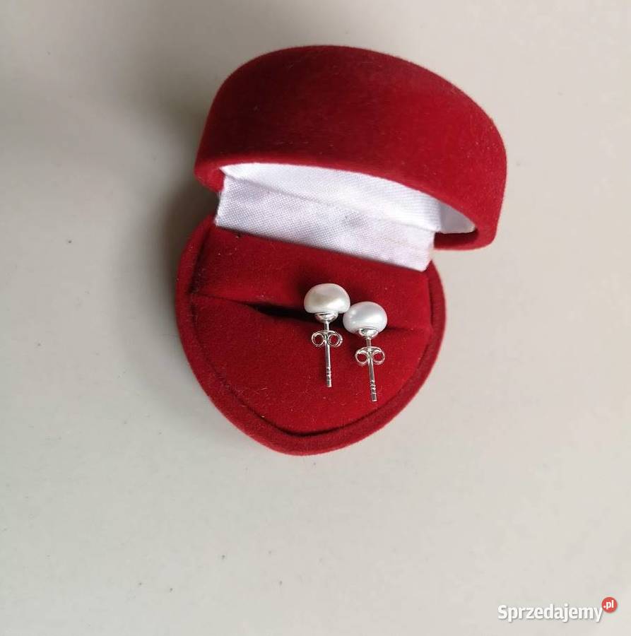 kolczyki z perłą mabe sztyfty srebro naturalna srebro