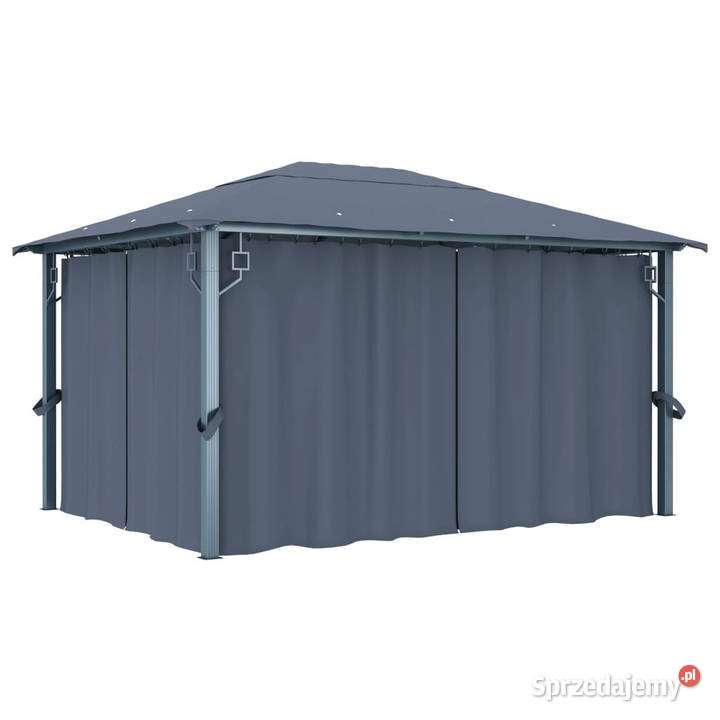 Altana ogrodowa z zasłonami 400x300 antracytowa