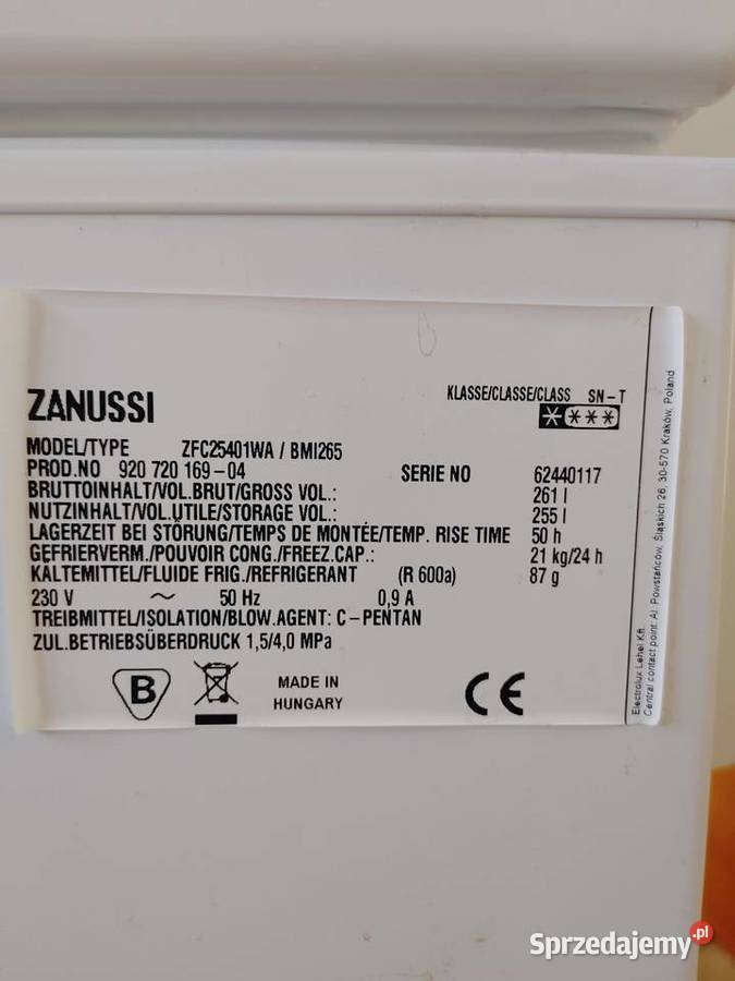 Zamrażarka skrzyniowa ZANUSSI 255261 l Giżycko
