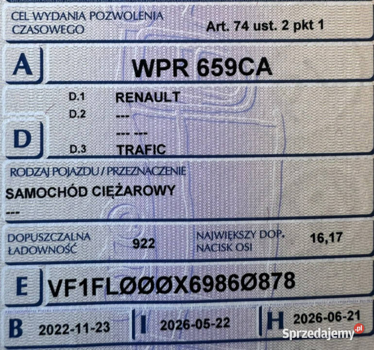 Renault Trafic 3osobowy FV23 130 ASO Navi LED tempomat Renault Sokołów