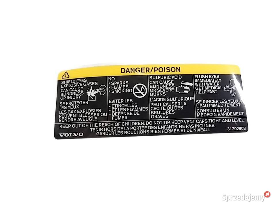 VOLVO naklejka plakietka akumulator 32241639 OE Bielany Wrocławskie sprzedam