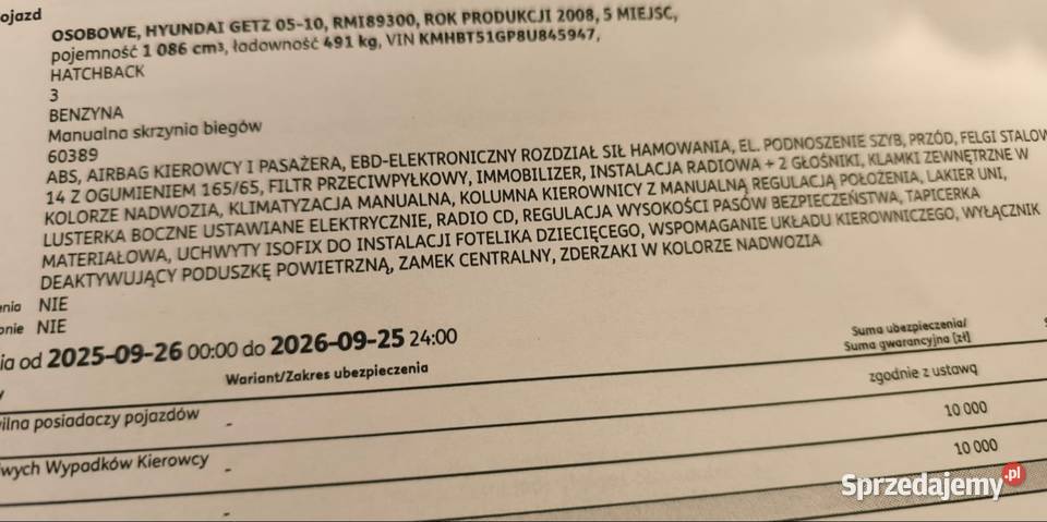 Sprzedam Hyundai Getz 11 2008r 115KM Mielec sprzedam