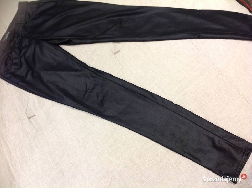 Legginsy czarne damskie ala skórzane XS nowe czarny Nowa Sól