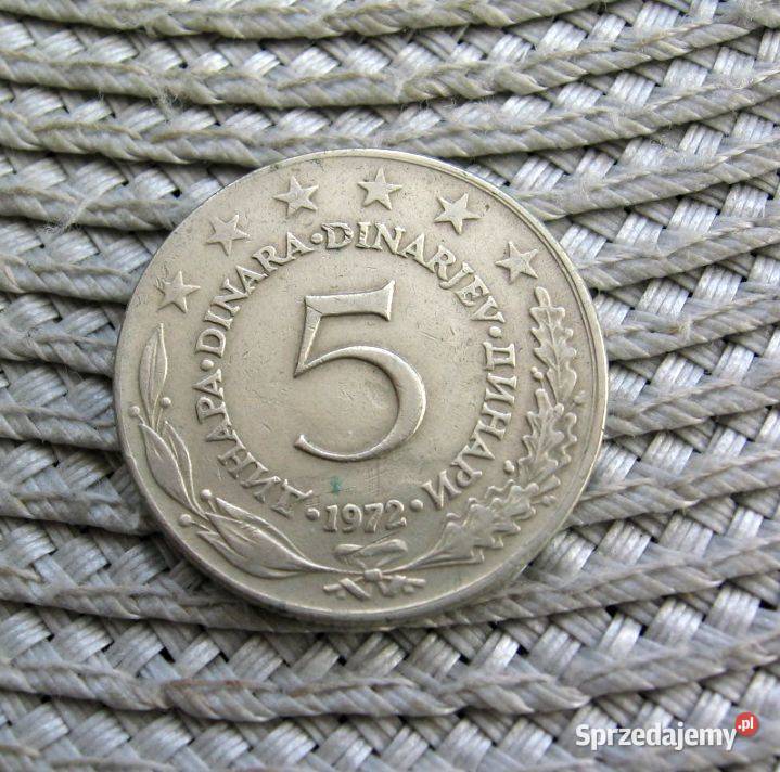 Jugosławia 5 Dinarów 1972r Numizmatyka Kalisz