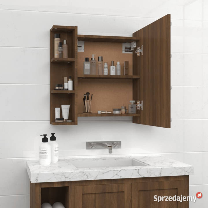 Szafka z lustrem i LED brązowy dąb 70x165x60 mazowieckie