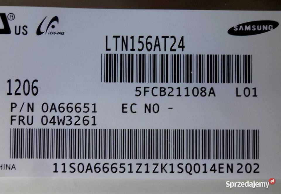 Matryca LTN156AT24 SAMSUNG 156 do laptopa Pozostałe zachodniopomorskie Szczecin