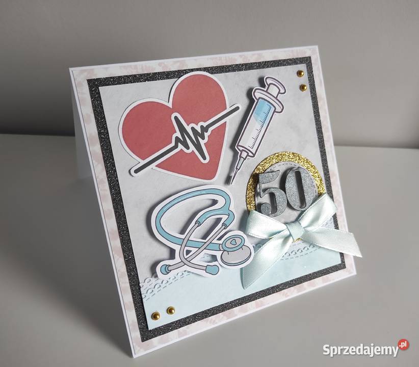 Kartka ręcznie robiona na urodziny medyczna sprzedam