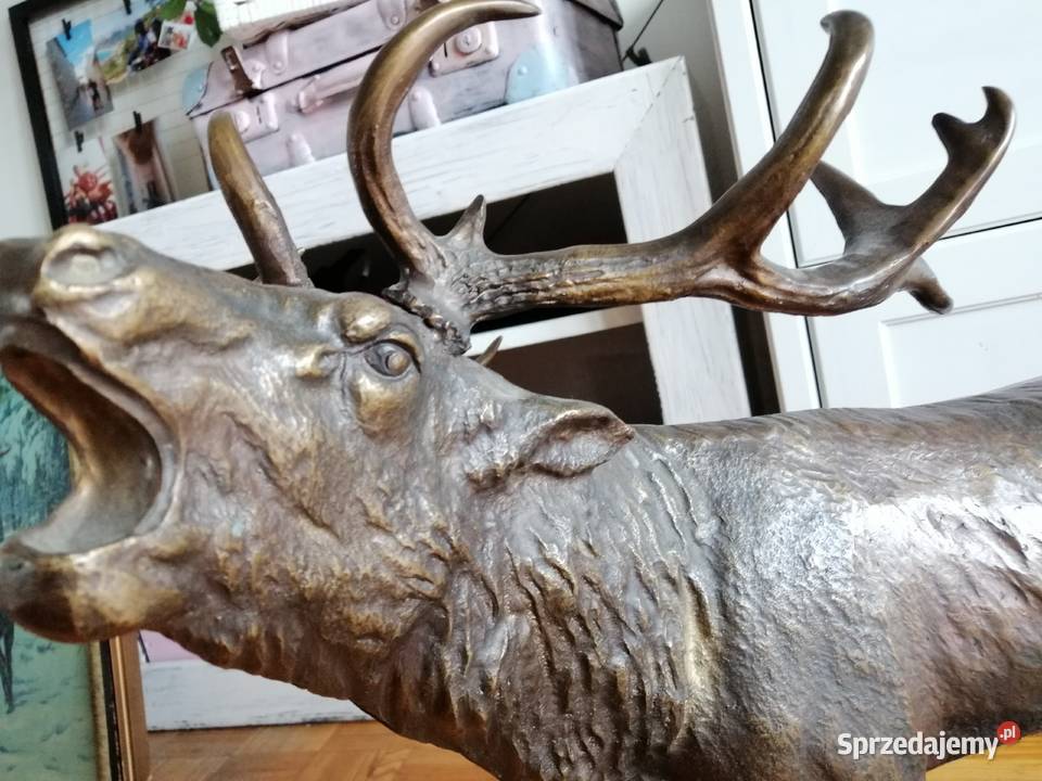 Jeleń korniluk brąz figura tanio wielkopolskie Pleszew