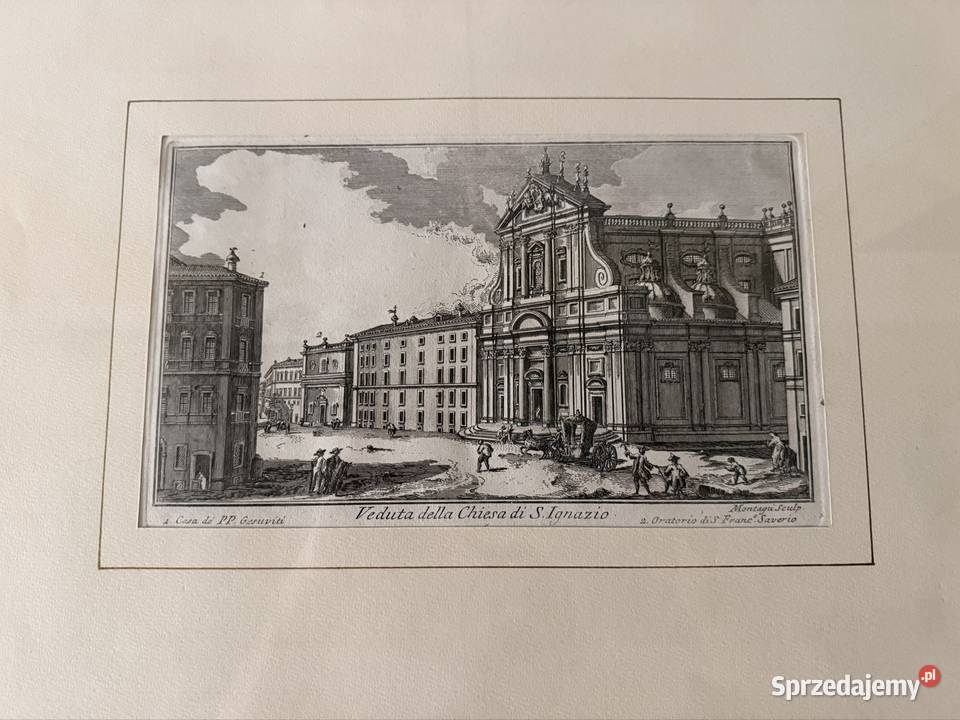 Antyczny Miedzioryt 1770 Veduta della Chiesa di Czerwionka-Leszczyny