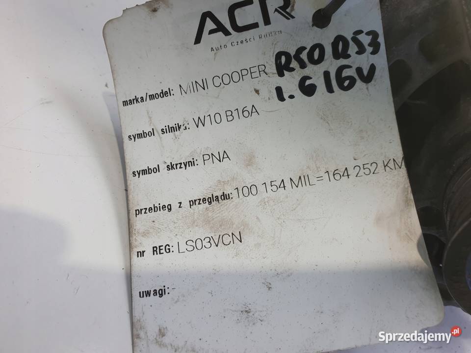 ALTERNATOR Mini One R50 R53 16 16V 0124325108 Układ elektryczny silnika Chełm sprzedam