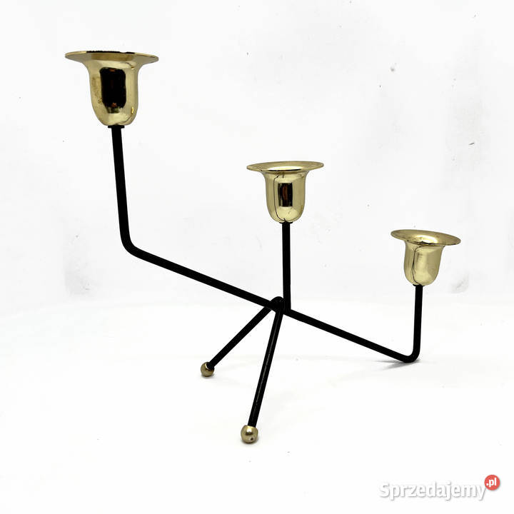 Minimalistyczny świecznik stołowy Belgia lata 70 czarny mazowieckie sprzedam