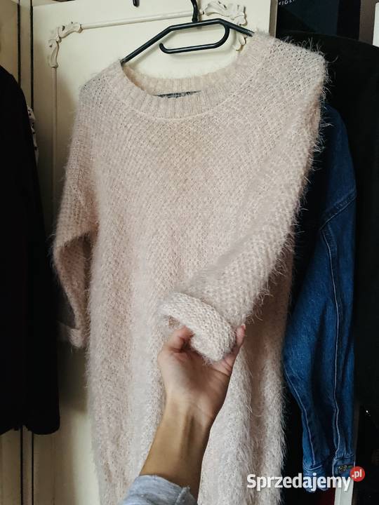 Długi sweter Bershka pudrowy brudny róż S małopolskie Kraków sprzedam