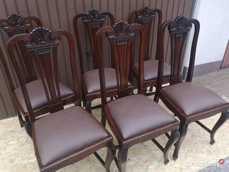 Krzesła Dębowe Wysokie Politura Stare Antyk wielkopolskie Swarzędz