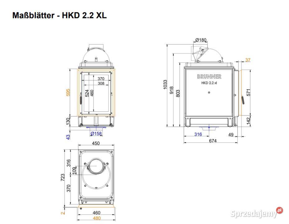 Paleniska zduńskie Brunner HKD 22xl Ogrzewanie Wilcza Wola