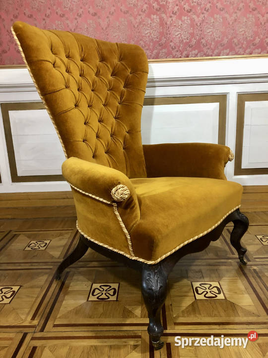 FOTEL USZAK czarny dąb tkanina welur w kolorze Konstancin-Jeziorna