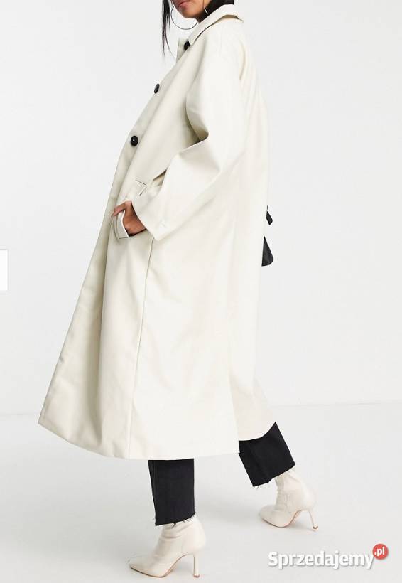 36S ASOS Długi płaszcz skórzany z Londynu NOWY sprzedam
