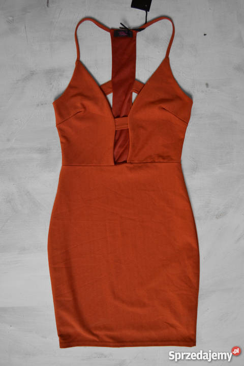 ruda sukienka z rozcięciami S Edge clothing midi Warszawa sprzedam