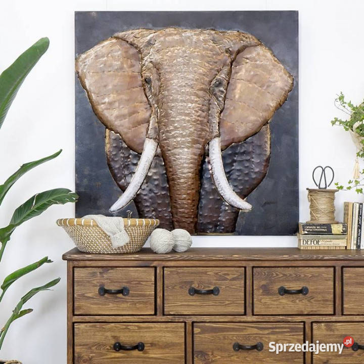 Obraz metalowy 3D LOFT NATURA SŁOŃ 2 100x100 Chmielnik