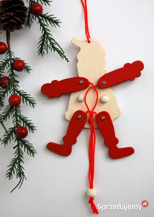 Mikołaj ruchomy zawieszka drewno Finlandia