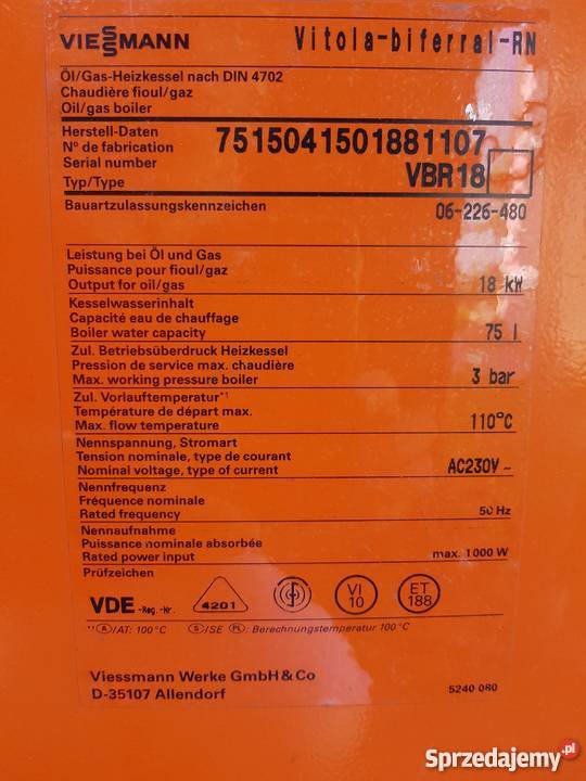 Kociol piec olejowy gazowy VIESSMANN Szonowice